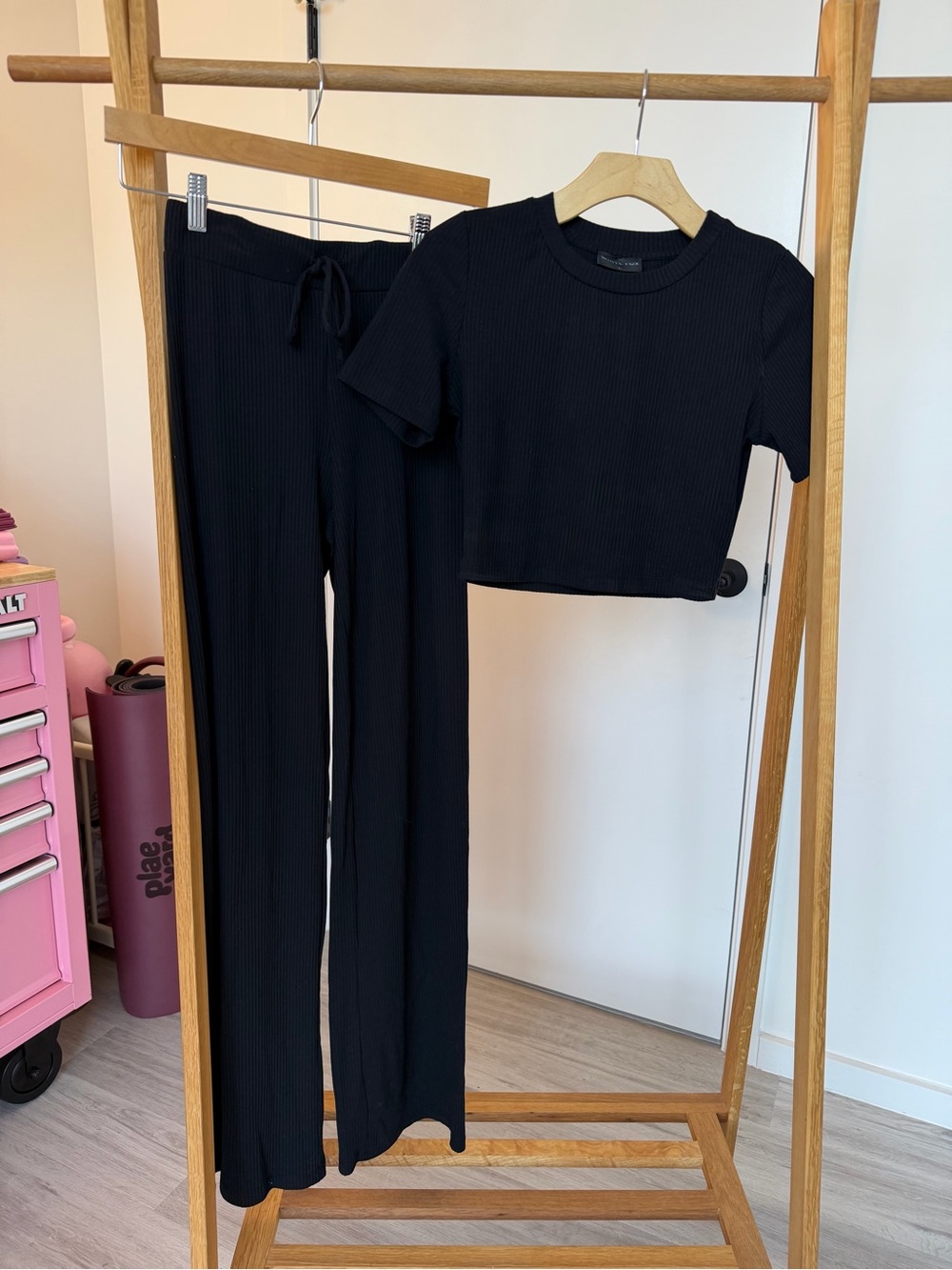 White Fox Adore You Ribbed Pant Set